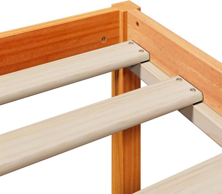 Produktbild VidaXL Massivholzbett Holzbett Bett Doppelbett mit Regal ohne Matratze 160x200cm (160 x 200 cm)