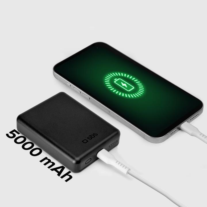 Immagine prodotto SBS Powerbank 5.000 mAh USB-C/MagSafe 10 W nero (5000 mAh, 10 W, 5 Wh)