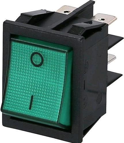 interBär Off switch 2-pole illuminated black Rocker colour green