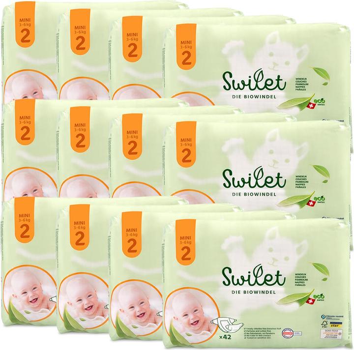 Actual product image Swilet The organic nappy mini (Size 2, Monthly box, 504 Piece)