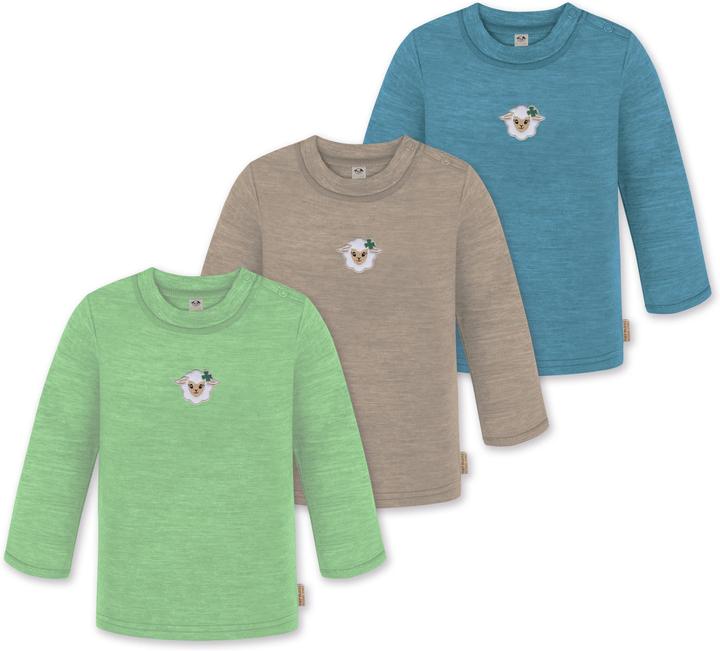 Normani 3er Pack Baby Merino Longsleeve „Taupo" - 9475