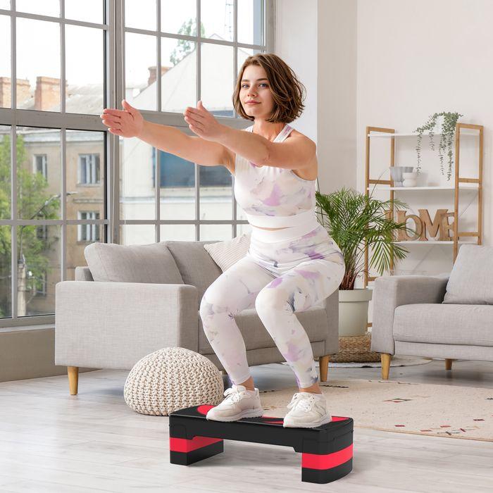 Image du produit Swisshandel24 Steppbrett Aerobic-Stepper höhenverstellbar mit 3 Stufen (10/15/20 cm) Rot