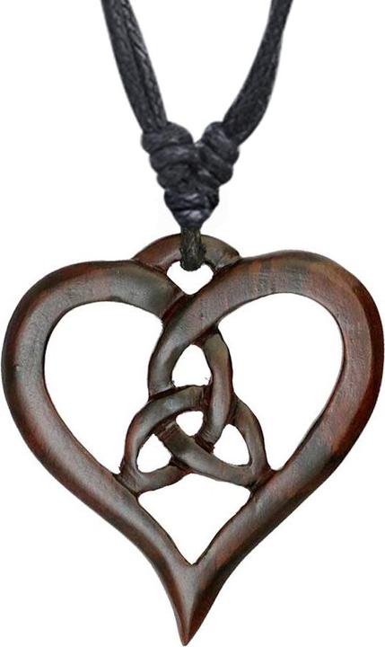 Immagine prodotto Star Piercing Collana nera con ciondolo a cuore in legno di Narra, ornamento tribale (Organico, senza ottone)
