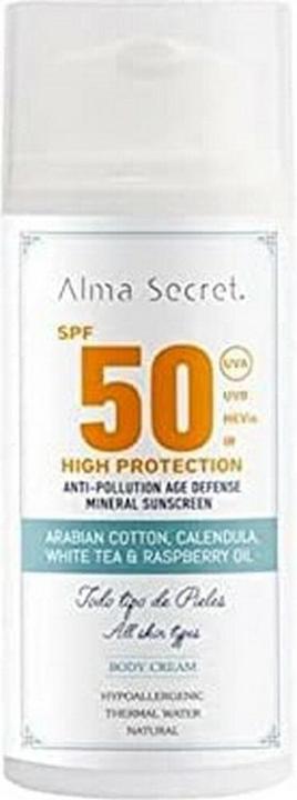 Actual product image Alma Secret HIGH PROTECTION crema corporal SPF50 100 ml (Suntan cream, SPF 50, 100 ml)