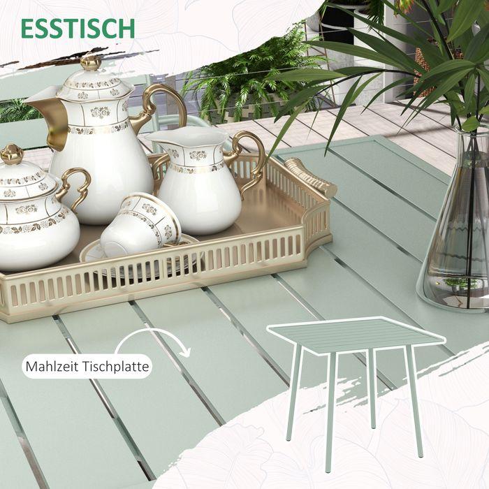 Produktbild Swisshandel24 5 tlg. Sitzgruppe, Gartenmöbel-Set Sitzgarnitur mit 1 Esstisch, 4 stapelbare Stühlen, Stahl, Grün (80 cm)