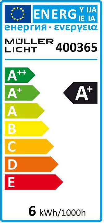 Energie-Label Müller Licht E27 LED Warm Glühlampenform inkl. Dämmerungsschalter inkl. Bewegungsmelder (E27, 6 W, 470 lm, 1 x, G)