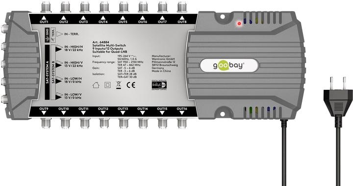 Image du produit Goobay Commutateur multiple satellite 9 entrées/16 sorties (Multi commutateur)