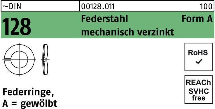 Produktbild Federring DIN 128 A 24 Federstahl mechanisch verzinkt