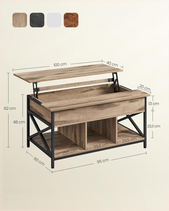 Produktbild Vasagle Couchtisch hellbraun 95,0 x 60,0 x 48,0 / 62,0 cm