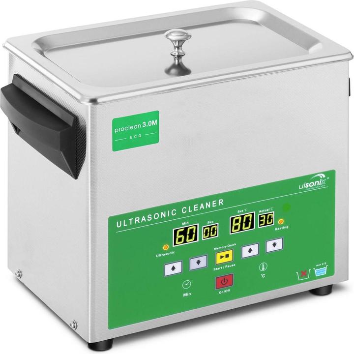 Ulsonix Ultrasonic Cleaner - 3 Litres - 80 W - Memory-Quick Eco (40 kHz, 3000 ml)