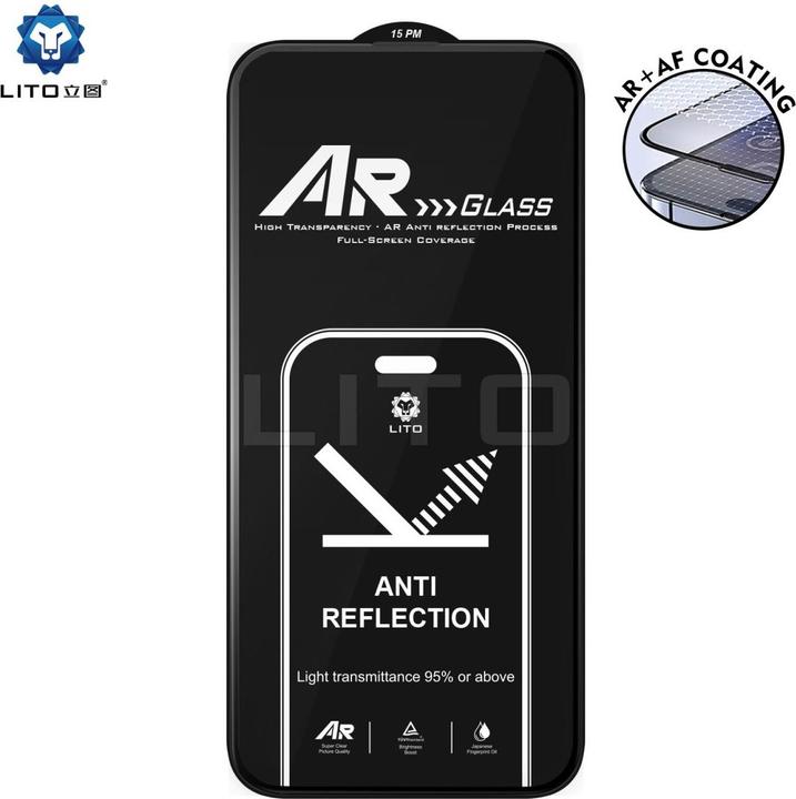 Actual product image Lito Anti-reflective armoured glass (1 Piece, Apple iPhone 15 Pro)
