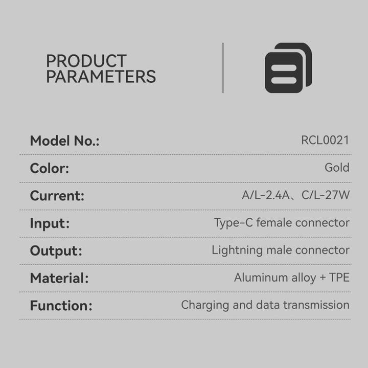 Produktbild Rock - RCL0021 Adapter USB Typ-C Female zu Lightning Adapter männlich, Gold (USB Typ C, Lightning)