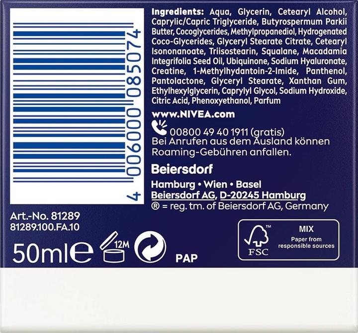 Nährwerte und Zutaten NIVEA Q10 Pow Ant Falt Nachtcr Rege 50ml (50 ml, 24h Creme)