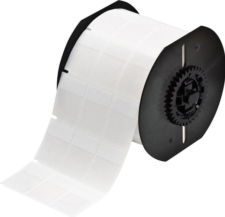 Actual product image Brady B33-9-427, self-laminating vinyl, white/transparent, matt, 25.40 x 12.70(36.50) mm, perma