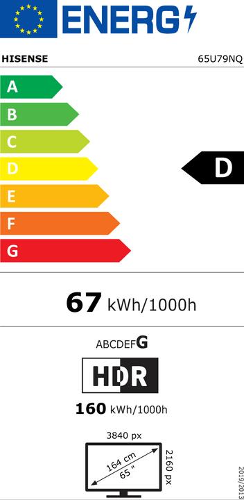 Energie-Label Hisense TV 65U79NQ Smart TV 65 Zoll 4K (65", Mini-LED, 4K)