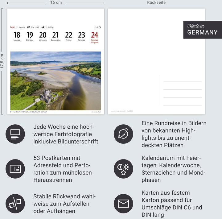 Image du produit Harenberg Irland Sehnsuchtskalender 2026 - Wochenkalender mit 53 Postkarten (Allemand)