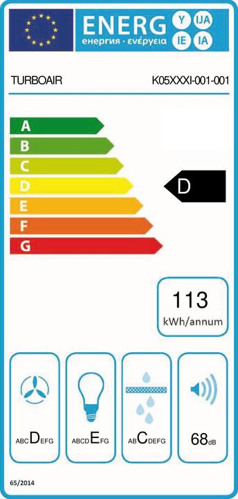 Label énergétique Turboair GIOIA WH/F/50 (Hotte îlot)