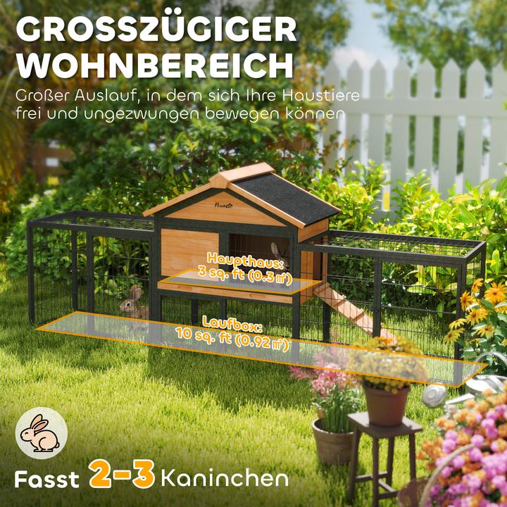 Produktbild PawHut Kaninchenstall Tannenholz, Stahl Gelb