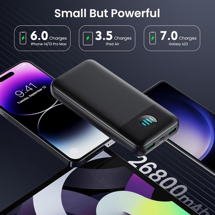 Image du produit QTshine Powerbank, 3 Ausgänge, Schnellladegerät (26800 mAh, 15 W)