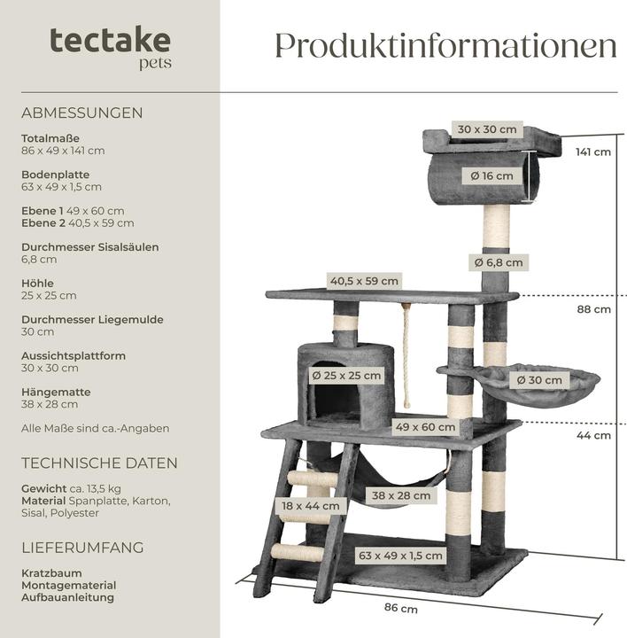 Immagine prodotto tectake Stokeley (141 cm, Grigio)
