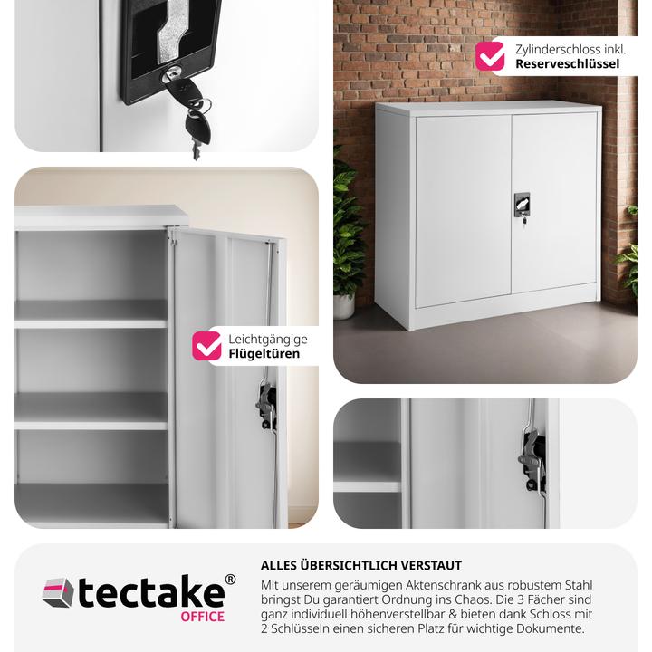 Immagine prodotto tectake Armadietto con 3 ripiani (90 x 40 x 90 cm)