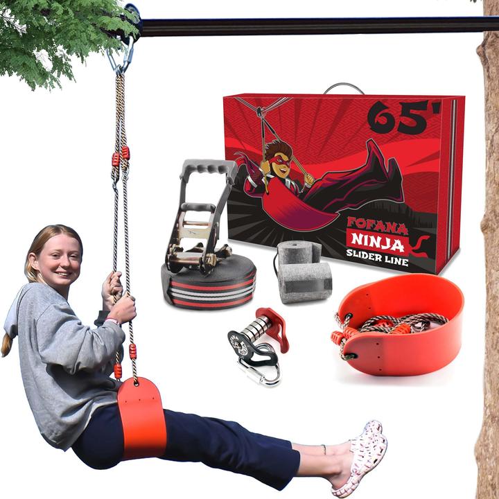 Fofana Ninja Slider Zipline Pulley Kit, 20 m (20 m)