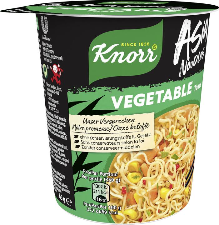 Produktbild Knorr Asia Noodles Vegetable Becher Instant Nudeln Asiatisch Snack Gemüsegeschmack in 3 Minuten zubereitet (79 g)