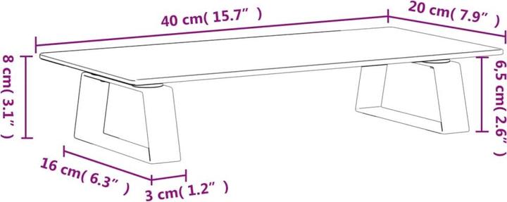 Produktbild VidaXL Monitorständer Weiss 40x20x8 cm Hartglas und