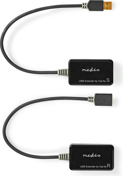 Produktbild Nedis USB-Extender USB 1.1 1x RJ45 Female 1x USB-A Buchse 1x USB-A Stecker 1x RJ45 Female 50 m 12 Mb (0.20 m, USB 1.1)