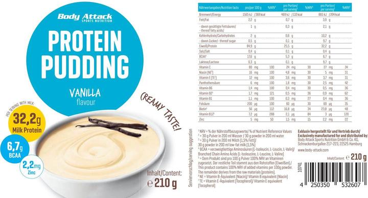 Produktbild Body Attack Protein Pudding (210g Dose) (Bourbon Vanilla, 1 Stk., 210 g)