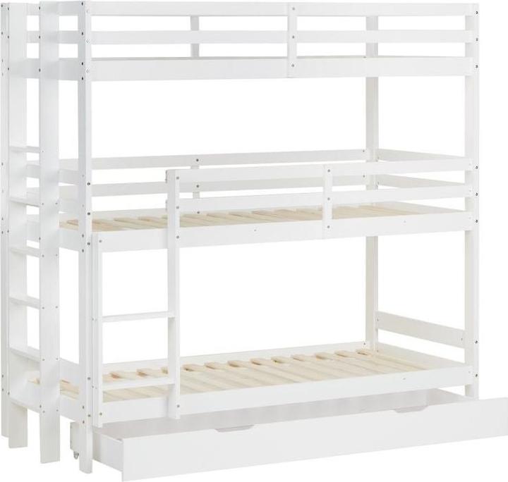Produktbild Homestyle4u Etagenbett mit Matratzen & Bettkasten Lattenrost Dreifachbett (90 x 200 cm)