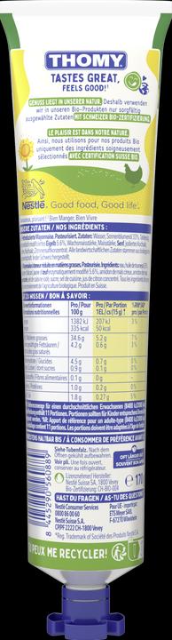 Valeurs nutritives et ingrédients THOMY Bio Mayonnaise (190 g)