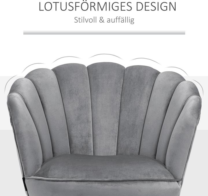 Produktbild Homcom Stuhl Lotusblumen-Design, Elegante Ergänzung für Ihren Wohnbereich, Luxuriöser Samt-Polyester Bezug
