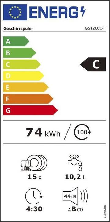 Energy Label Berger & Lanz Geschirrspüler GS1260C-F