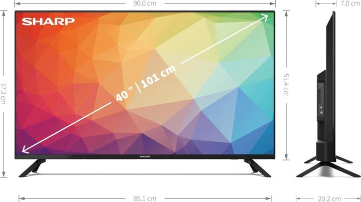 Produktbild Sharp 40FG2EA 40" (101cm) Full HD Android Frameless TV, Google Assistant (40", FG2, LED, Full HD)