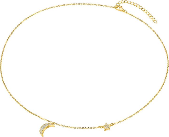 Image du produit Rafaela Donata Lune, étoile dames argent sterling zirconium or jaune 40,0 cm chaîne de base + 5,0 cm extension - (Argent Sterling, 40 - 45 cm)