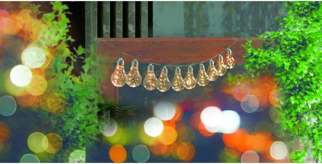 Actual product image MICA Living String of 10 solar LED party lights - warm white - made of plastic - approx. 380 cm (3.80 m)