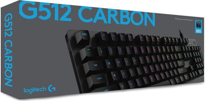 Actual product image Logitech G Mechanical gaming keyboard G512 with cable, USB 2.0, QWERTZ, carbon fibre, RGB (DE, Cable)