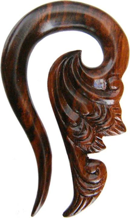 Immagine prodotto Star Piercing Peso per l'orecchio con piume a spirale decorate in legno di Narra (senza ottone)