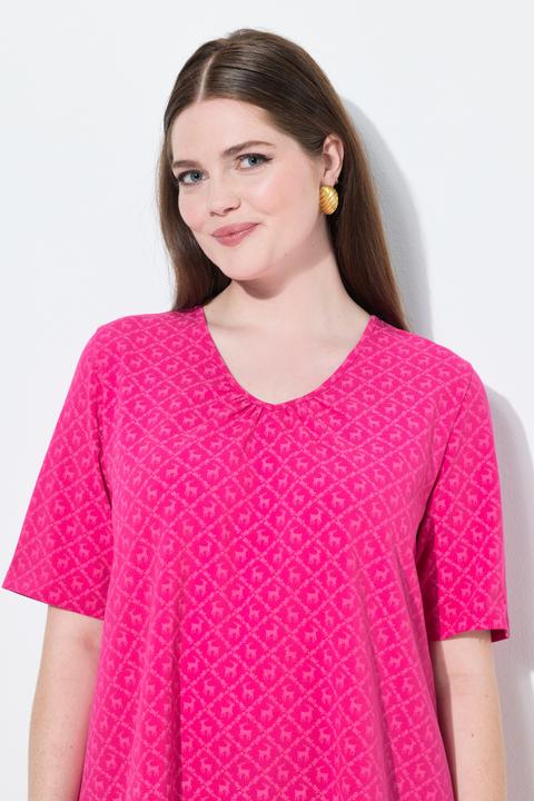 Produktbild Ulla Popken T-Shirt, Trachtenmuster, A-Linie, V-Ausschnitt, Halbarm (62)