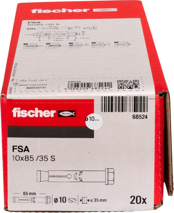 Produktbild Fischer Ankeris su varžtu FSA S 10/35 10x90 mm (20 Stk.)