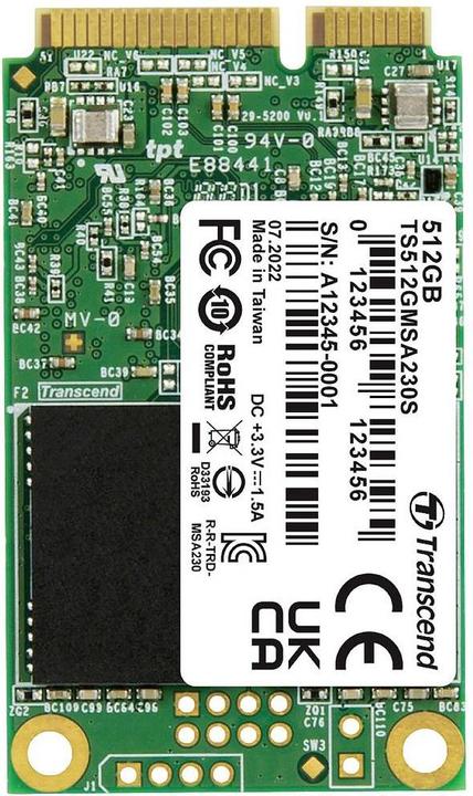 Produktbild Transcend 512GB MSATA SSD SATA3 3D TLC (512 GB, mSATA)