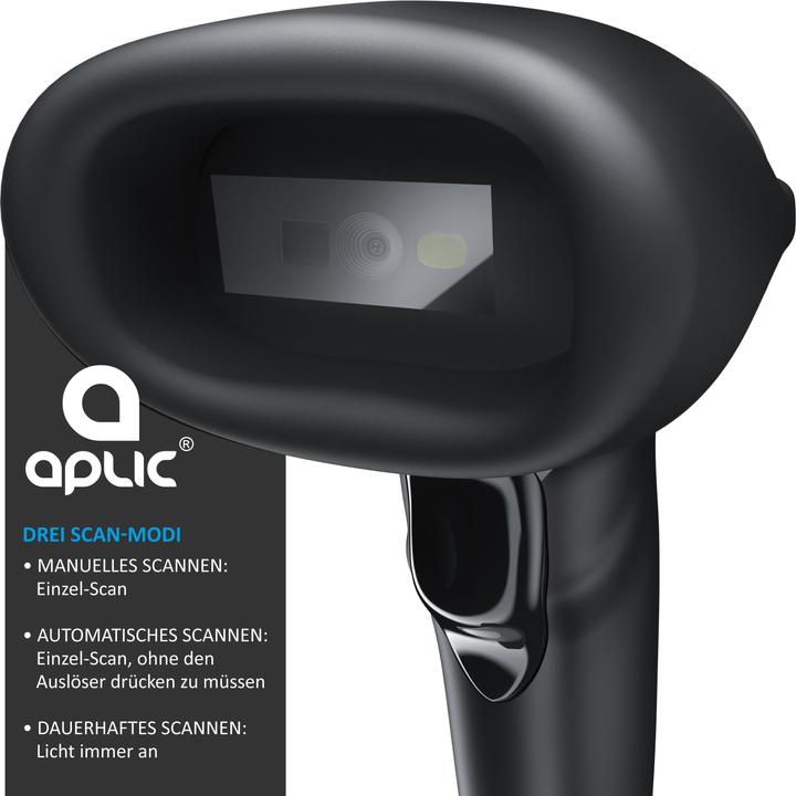 Image du produit Aplic Scanner de codes-barres Bluetooth 2D 1D, scanner à main sans fil 2,4 GHz, scanner de codes-barres (Codes à barres 1D, Codes à barres 2D)