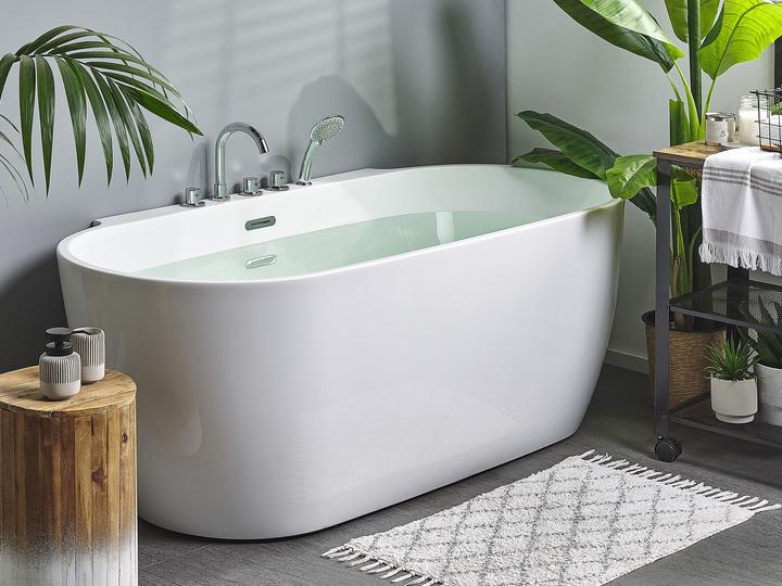 Produktbild Beliani Badewanne freistehend weiss mit Armatur oval 170 x 80 cm ROTSO (286 l, 80 cm, 170 cm)