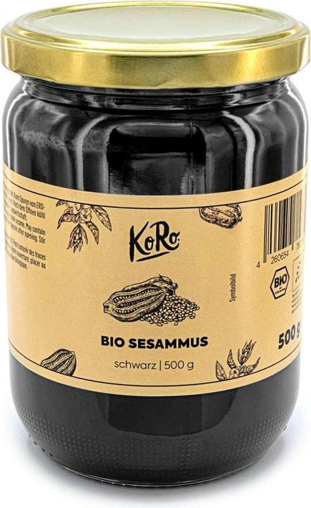 KoRo Bio Sesammus aus gemahlenen schwarzen, ungeschälten Sesamsamen (500 g)