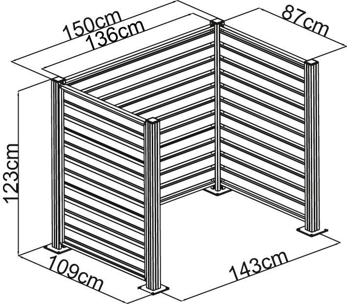 Produktbild NoName Mülltonnen Einfassung Aluminium 2 x 240 Liter 150 x 115 x 122 cm (240 l)