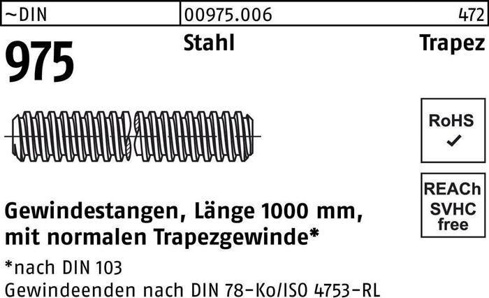 Productafbeelding Draadstang DIN 975 trapeziumdraad TR 32 x 6 x 1000 mm staal