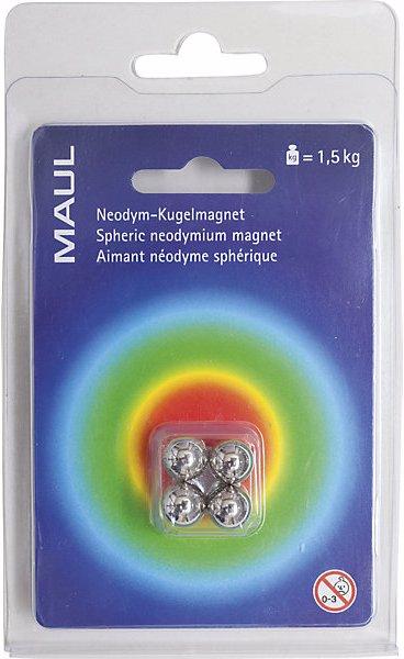 Actual product image Maul Spherical magnet, light silver, Ø 10 mm, pack of 16. (4 x)