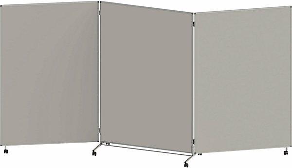 Actual product image eurokraft basic Presentation board, folding and mobile, HxWxD 1905 x 3640 x 50 mm, light grey. (190.5 x 364 x 50 cm)