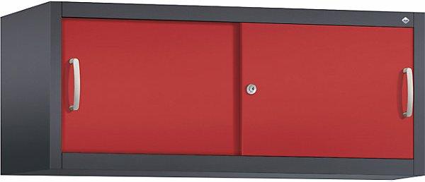 Produktbild C+P ACURADO Aufsatzschrank mit Schiebetüren, 500x1200x500, s.grau/feuerrot
